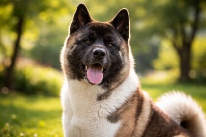 Boldog amerikai akita inu a szabadban