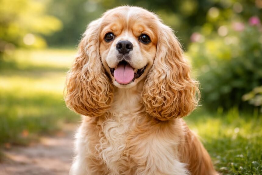 Amerikai cocker spániel barátságos arca a természetben