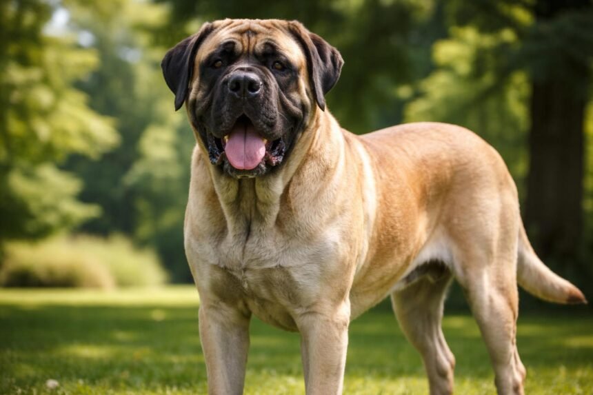Angol masztiff kutya természetes környezetben