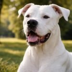 Argentin kutya mosolygós arccal a természetben