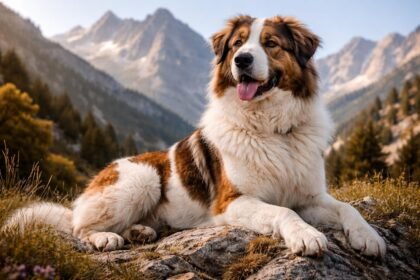 Atlaszi hegyikutya védőkutya hegyvidéki környezetben