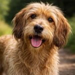 Bretagne-i cserszínű griffon boldogan a természetben