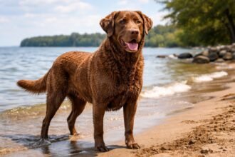 Chesapeake Bay retriever a vízparton