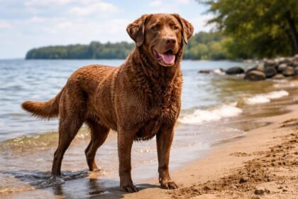 Chesapeake Bay retriever a vízparton