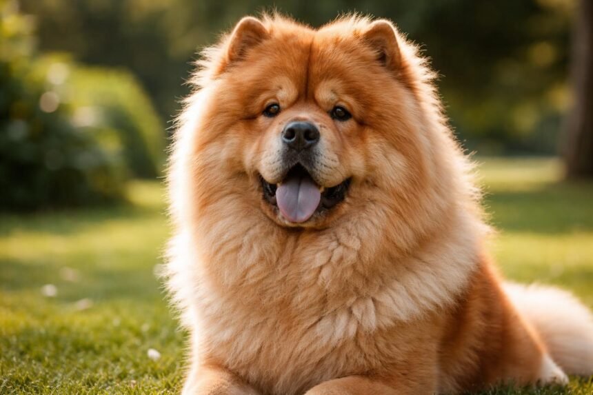 Vidám csau csau kutya a természetben