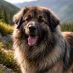 Estrelai hegyikutya a természetben, boldog kifejezéssel.