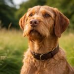 Egy fríz vizsla, energikus és intelligens vadászkutya a réten.