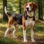 Hamilton-kopó kutya a természetben, vidám és egészséges megjelenéssel.