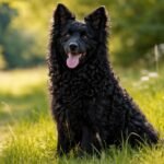 Horvát juhászkutya a természetben, vidám és játékos.