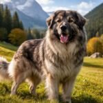 Karszti pásztorkutya a természetben, mosolygós arckifejezéssel.