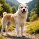 Közép-Ázsiai Juhászkutya a szabadban, a természet közepén.