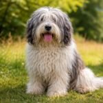 Lengyel alföldi juhászkutya a szabadban, gyönyörű környezetben.