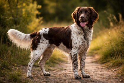 Egy boldog münsterlandi vizsla a természetben