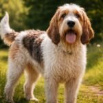 Nagy vendée-i griffon kopó a természetben, boldog és aktív állapotban