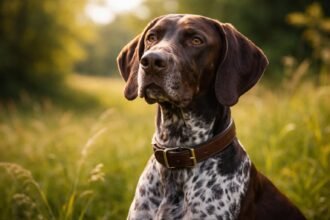 Német vizsla portré természetes környezetben