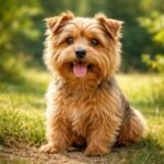 Norfolk terrier, bátor és ragaszkodó kutyafajta természetes környezetben.