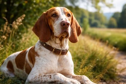 Olasz kopó pihen a természetben, energikus és elegáns vadászkutya.