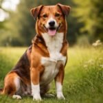 Osztrák pinscher, élénk és hűséges kutya, zöld fűben ülve