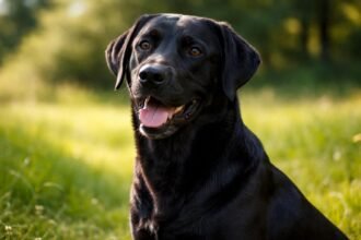 Barátságos simaszőrű retriever napsütésben