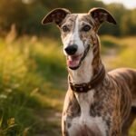 Elegáns spanyol agár sétál a természetben