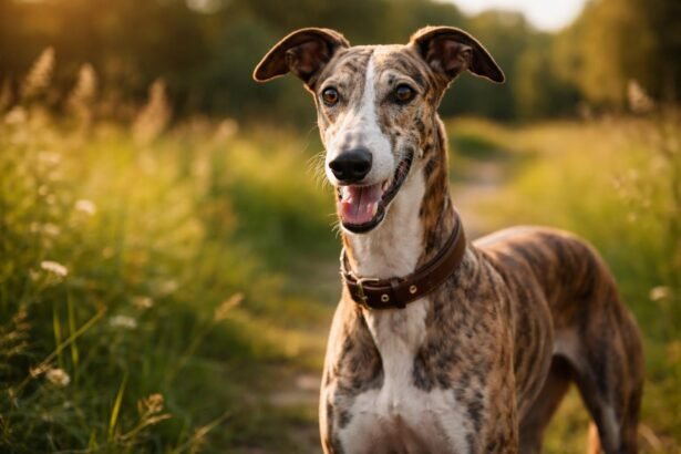 Elegáns spanyol agár sétál a természetben