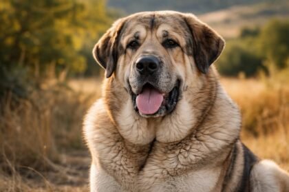 Spanyol masztiff kutya napfényes tájban