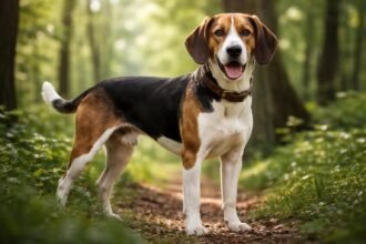 Ritka Szávavölgyi kopó kutya akció közben a természetben.