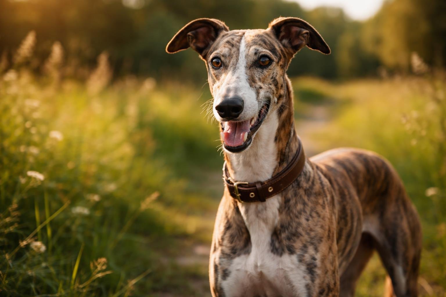 Elegáns spanyol agár sétál a természetben