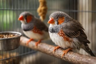 Bengáli pintyek zárt tartásban egy kalitkába