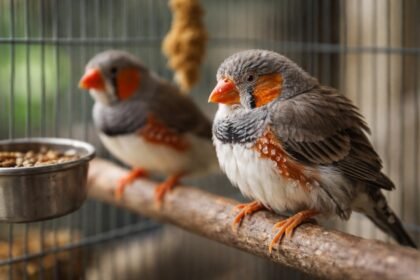 Bengáli pintyek zárt tartásban egy kalitkába