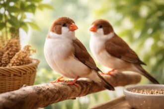 Bengáli pinty madarak a fán, nyugodt környezetben