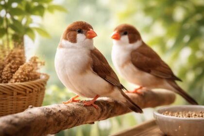 Bengáli pinty madarak a fán, nyugodt környezetben