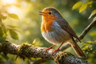 Színes díszmadár tollászkodás közben egy faágon üldögélve