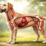 Részletes kutya anatómiája, testfelépítésének ábrája szemléltetve