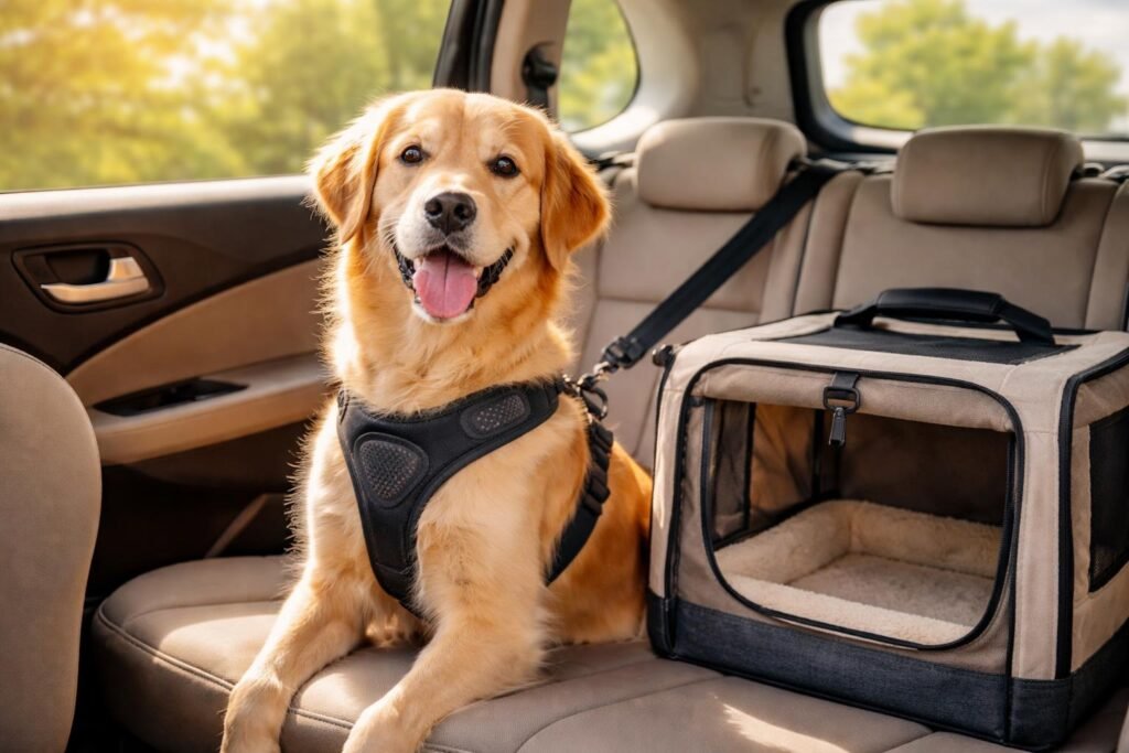 Kényelmes kutyahám és szellőző az autóban biztonságos utazáshoz