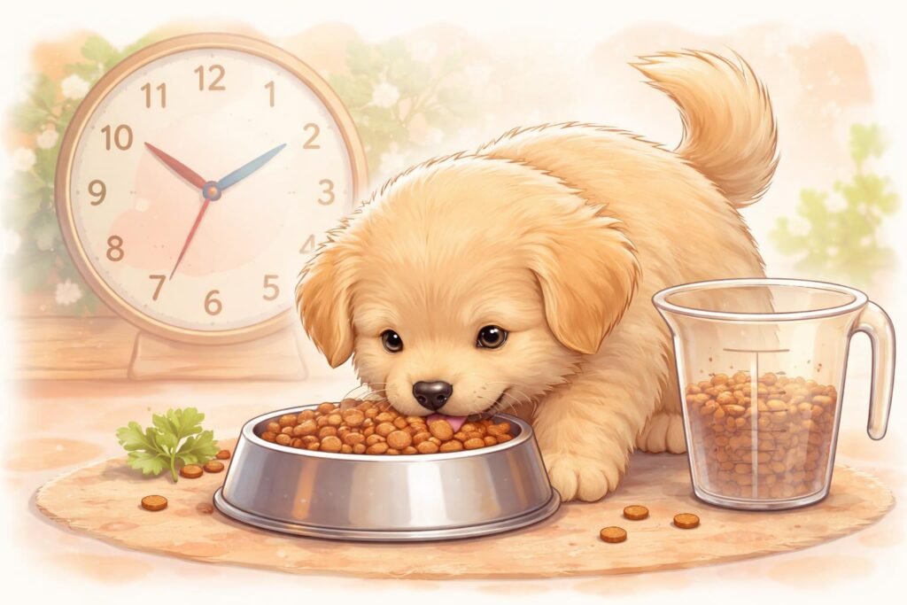 Növő kiskutya táplálása friss és egészséges falatokkal