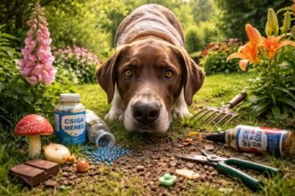 Kert és kutya veszélyes növényekkel és szerszámokkal