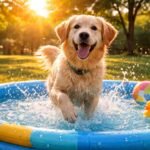 Kutya fut a parkban kora reggel, hűvös időben